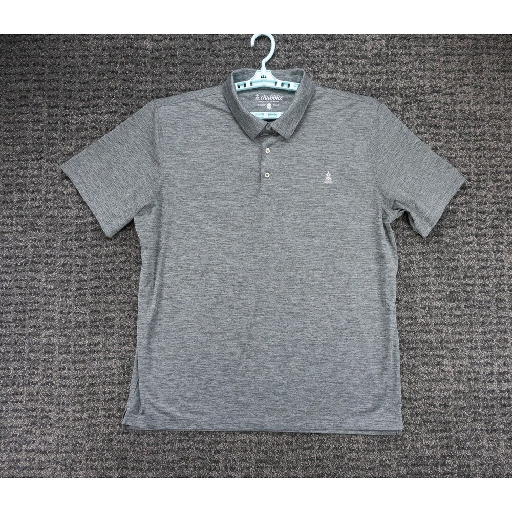 Chubbies Shirt Mens 2XL Gray Heathered Performance Polo Stretch Golf Preppy Logo